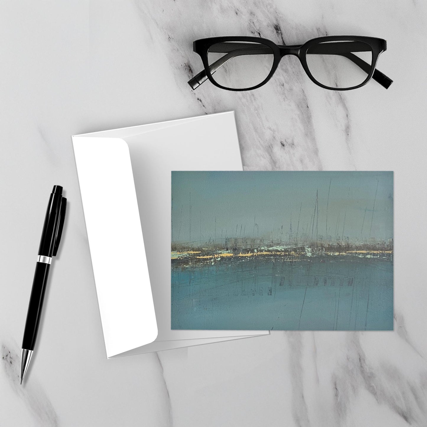 Minimal monochrome abstract artwork displayed unframed in a modern interior, featuring soft charcoal tones and faint vertical marks that create a quiet, atmospheric tension.