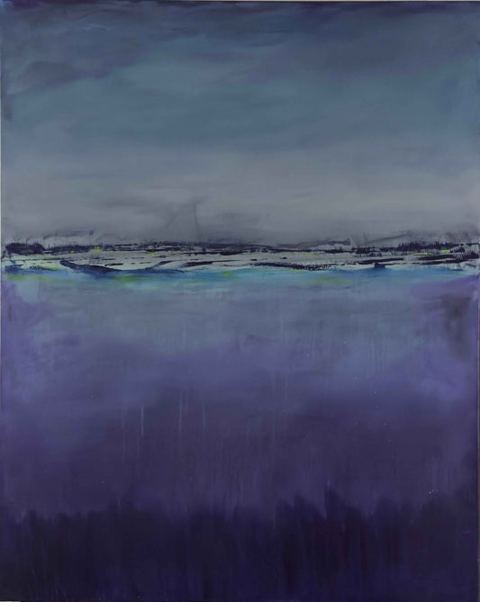 Abstract piece with a calm, flowing upper area and a grounded central form