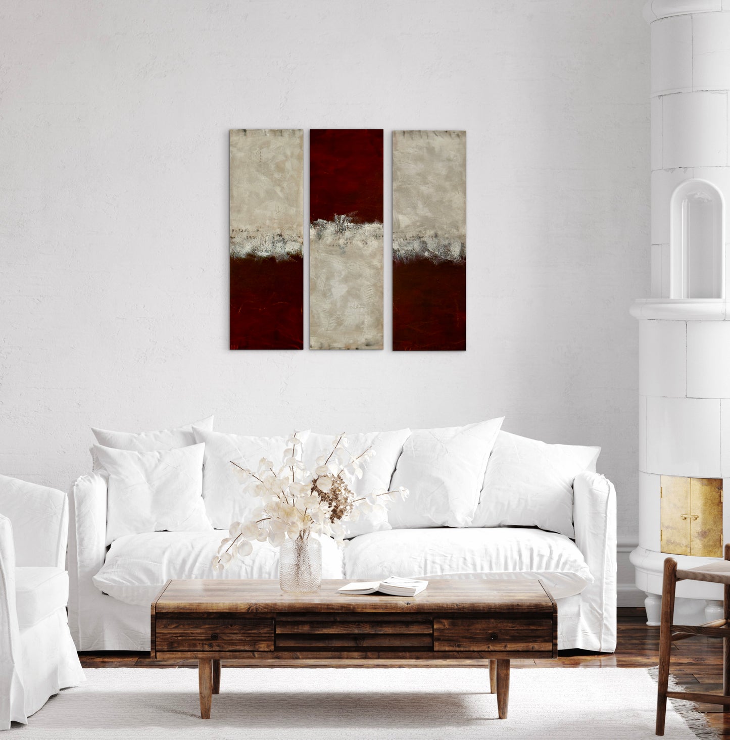 Alienation 3‑panel original painting set shown in primary 36×36" square arrangement